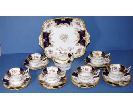 Early Twenty piece Coalport "bat wing" tea set comprising of 6 cups & saucers, 5 plates, cake plate, sugar and creamer