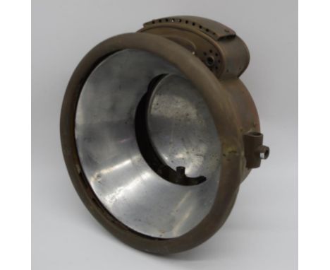 Veteran car Germania acetylene head lamp by Herm Riemann, with stirrup mounts, 23cm diameter approx.