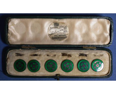Boxed set six silver & enamel buttons