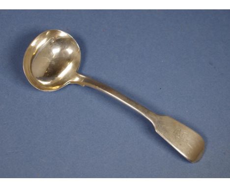 George III sterling silver sauce ladle London 1784, maker Thomas Wallis II. Crested handle. W46grams approx.