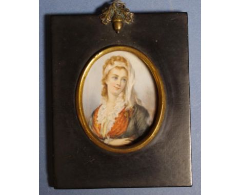 Victorian framed lady portrait miniature 14cm X 10cm approx