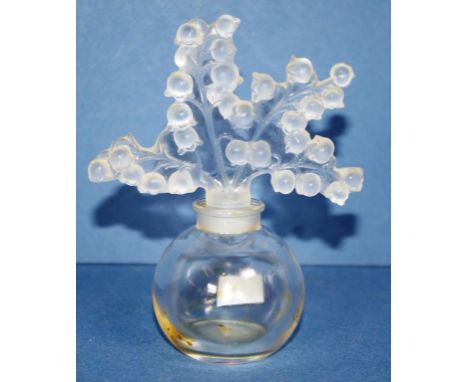 Vintage Lalique crystal perfume bottle 'Lily of the Valley', 12cm high approx