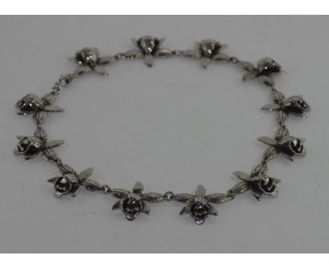 Vintage 'ARCANSAS' Elizabeth Reimer orchid necklace, 40cm long approx