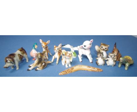 Quantity of miniature ceramic animal figures to include Beswick, 14 in total