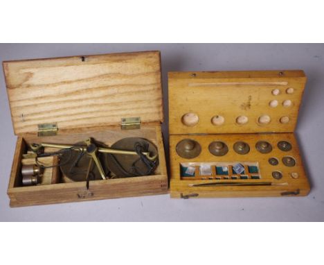 Boxed brass scales and weights