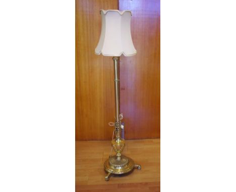 Good early brass standard lamp 154cm high
