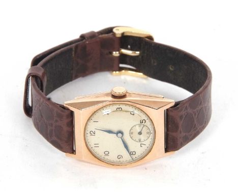 9ct gold vintage gents wristwatch, hallmarked on the inside of the case back, manually crown wound Uno stamped movement, it h