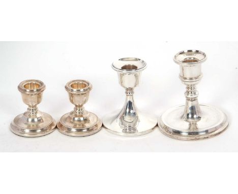 A single hallmarked silver dressing table candlestick, Birmingham 1979, makers mark for W I Broadway &amp; Co, 11cm tall, Eli