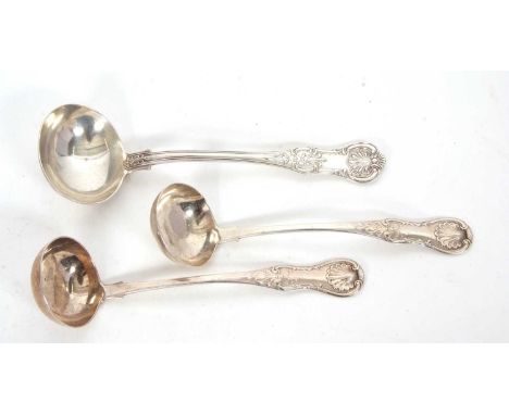 Pair of Scottish Kings pattern long handled ladles, Glasgow 1839, makers mark Peter Aitken I, 17cm long together with a Victo