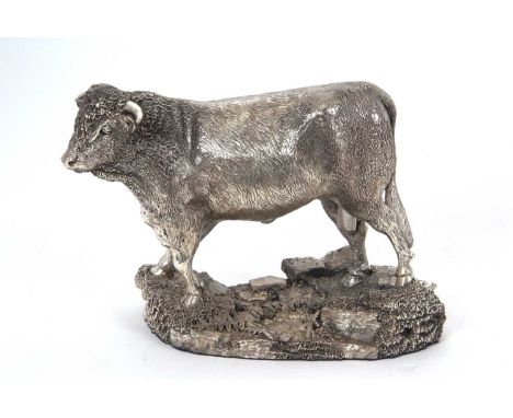A Country Artists silver resin filled model of a bull, hallmarked for Birmingham 1998, 15cm long