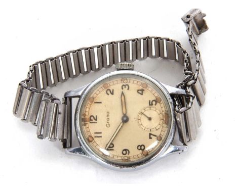 A vintage Grana military wrist watch stamped on the case back with the military arrowhead along with ATP and 133640, it has a