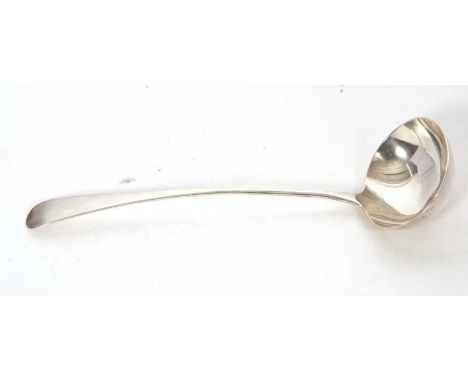 A George V silver soup ladle Old English pattern, hallmarked Sheffiele 1923, makers mark for James Dixon &amp; Sons Ltd, 29cm