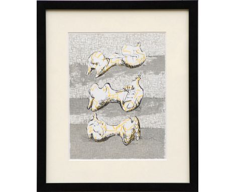HENRY MOORE, 'Three Reclining Figures', original lithograph, 1972, 31cm x 23cm, framed and glazed.