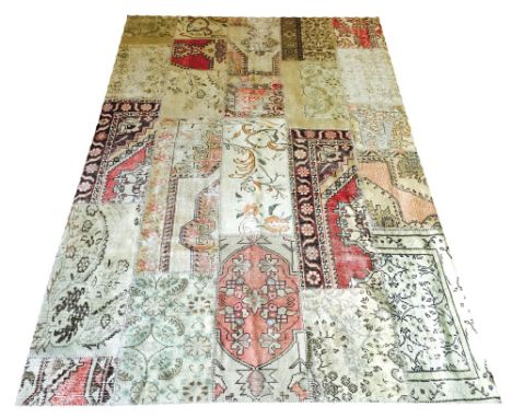 VINTAGE KERMAN PATCHWORK CARPET, 303cm x 200cm.