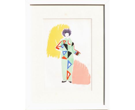 SONIA DELAUNAY, 'Projet de pyjama pour un bar porté par R. Delaunay', pochoir, 1969, edition: 650, printed by Jacomet, number