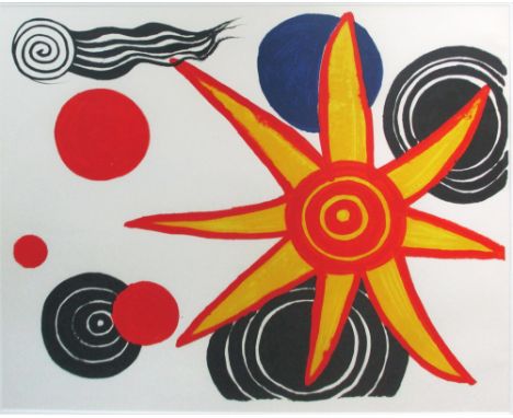 ALEXANDER CALDER, 'Stars and sun', lithograph, circa 1973, 54cm x 36cm, framed and glazed.