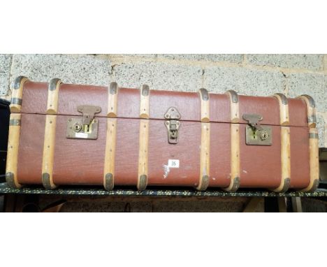 WOOD BOUND STEAMER TRUNK