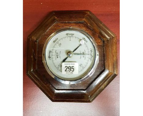 OAK OCTAGON SHAPED FRAMED BAROMETER