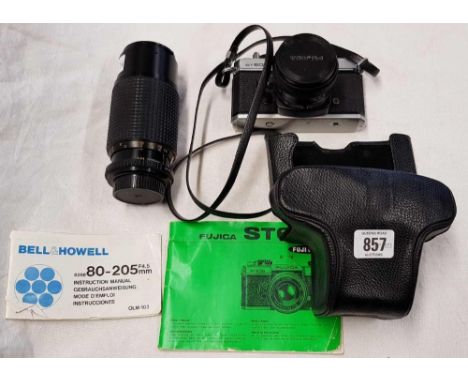 A BELL & HOWELL 80 - 205mm LENSE, FUJICA ST605 CAMERA WITH CASE