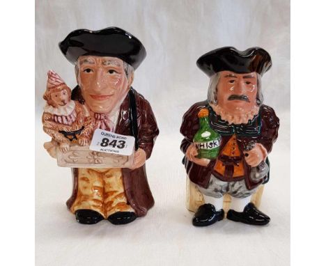 5 CHARACTER JUGS, 2 BY FIRST WARE DEVON ENGLAND, 1 BY LEONARDO, ROYAL DOULTON WINSTON CHURCHILL & 1 OTHER