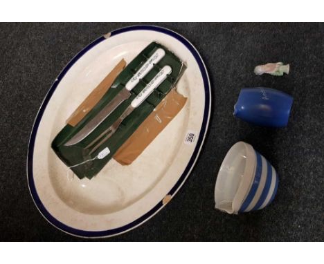MEAT PLATE WITH KNIFE & FORK & OTHER CHINA