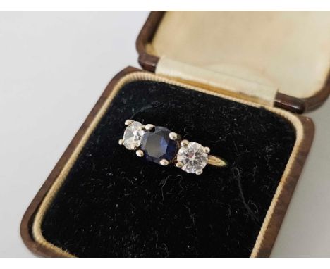 WHITE & BLUE STONE RING WITH FOREIGN MARK