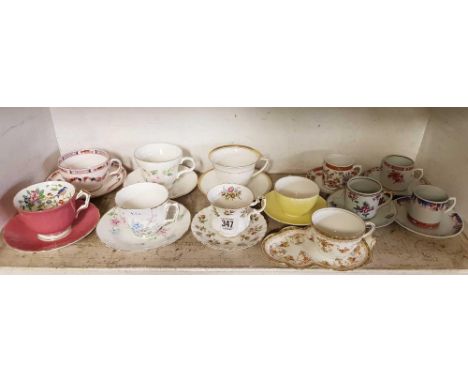 2 SHELVES OF CUPS & SAUCERS ETC