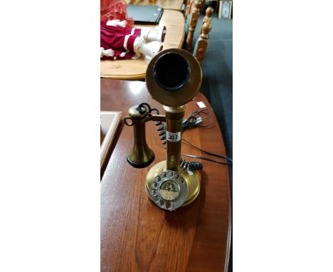 REPRODUCTION BRASS EFFECT CANDLESTICK TELEPHONE
