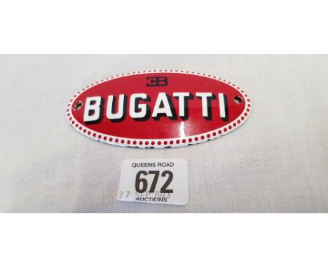OVAL ENAMEL BUGATTI TRADE PLAQUE