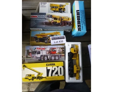 Die-cast : 1:50 scale nice collection of 6 boxed collectors models - cranes incl Clark 720, Grove, Demac AC155, Faun, Liebher
