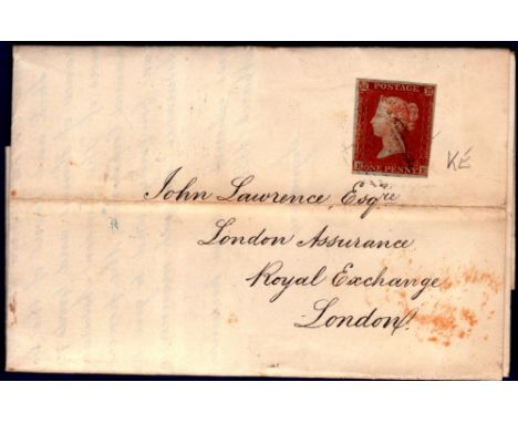 Great Britain - Buckinghamshire - 1841 1d Red imperf on Entire K-E, SG8 Plate 163, 1853 Liverpool.  Almost 4 margins, fine, s