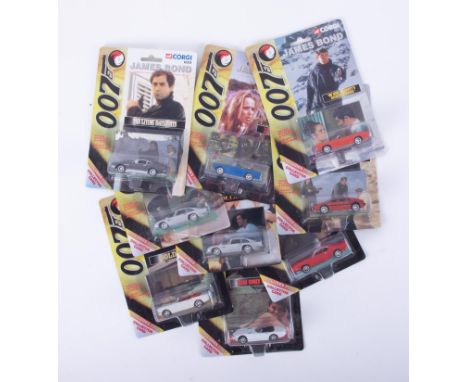 Corgi, James Bond diecast scale models, cased on collectors cards (9).