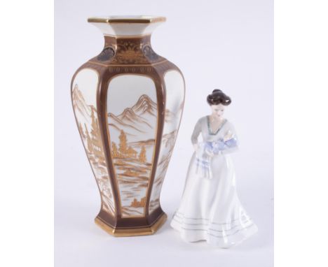 A Noritake porcelain vase, 33cm, Royal Doulton HN3210 figure, (2).