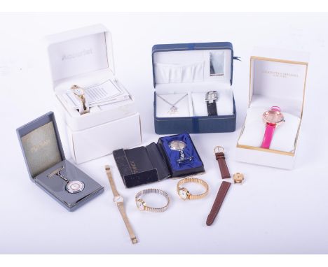 A selection of ladies watches to include two nurses watches, Accurist, Sekonda, Pulsar, Timex, a spare leather strap, etc.