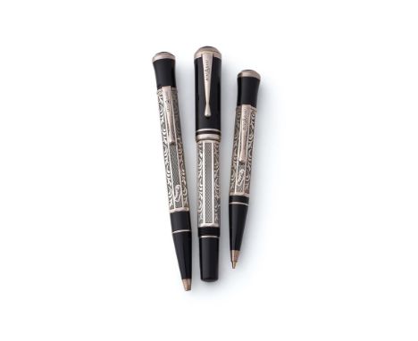 MONTBLANC, WRITERS EDITION, MARCEL PROUST  A LIMITED EDITION THREE PEN SET, FOUNTAIN PEN NO. 02122/21000, BALLPOINT PEN NO. 0