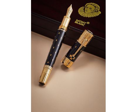 MONTBLANC, PATRON OF ARTS, ELIZABETH 1, 4810 A LIMITED EDITION FOUNTAIN PEN, NO. 3247/4810, 2010 Cap and Barrel: Gold plated 