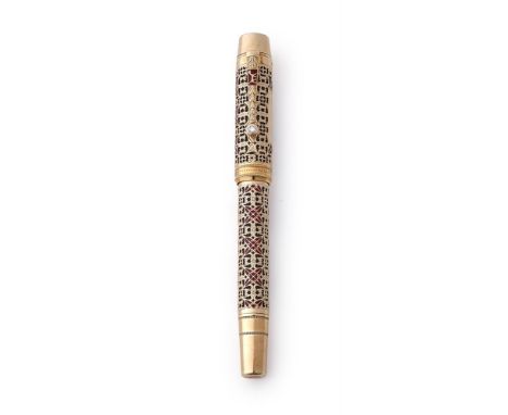 MONTBLANC, PATRON OF ARTS, SEMIRAMIS, 888 A LIMITED EDITION FOUNTAIN PEN, NO. 634/888, 1996 Cap and Barrel: 18 carat gold fil