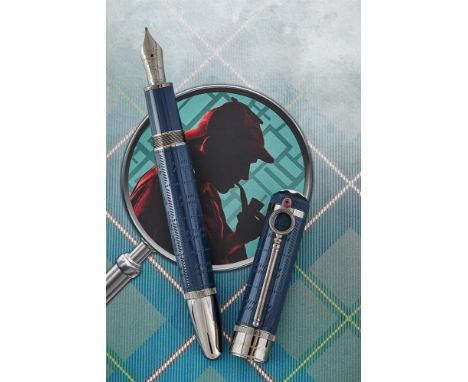 MONTBLANC, WRITERS EDITION, SIR ARTHUR CONAN DOYLE A LIMITED EDITION FOUNTAIN PEN, NO. 3873/9000, 2021 Cap and Barrel: Textur