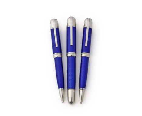 MONTBLANC, WRITERS EDITION, JULES VERNE A LIMITED EDITION THREE PEN SET, FOUNTAIN PEN NO. 03851/18500, BALLPOINT PEN NO. 0385