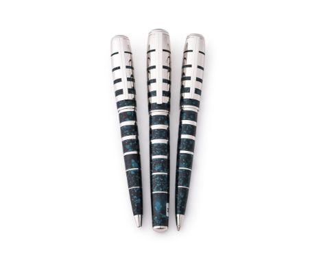 MONTBLANC, WRITERS EDITION, GEORGE BERNARD SHAW A LIMITED EDITION THREE PEN SET, FOUNTAIN PEN NO. 02269/16000, BALLPOINT NO. 