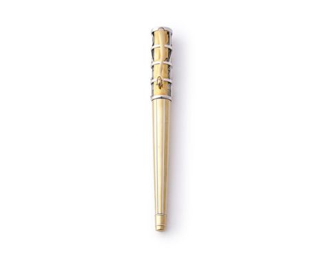 Y&nbspMONTBLANC, SALVADOR DALI, 100 A LIMITED EDITION 18 CARAT GOLD FOUNTAIN PEN, NO 038/100, 2004 Cap and Barrel: The polish