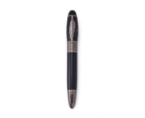 MONTBLANC, WRITERS EDITION, DANIEL DEFOE A LIMITED EDITION FOUNTAIN PEN, NO. 01277/10000, 2014 Cap and Barrel: Marbled brown 