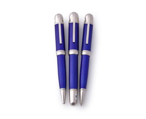MONTBLANC, WRITERS EDITION, JULES VERNE A LIMITED EDITION THREE PEN SET, FOUNTAIN PEN NO. 04156/18500, BALLPOINT PEN NO. 0415