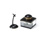 MONTBLANC, A LEAD CRYSTAL AND BLACK RESIN INKWELL