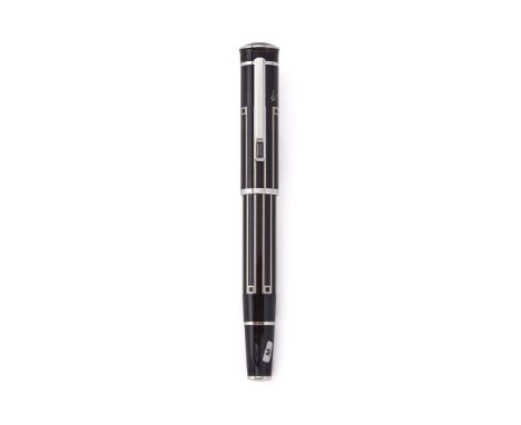 MONTBLANC, WRITERS EDITION, THOMAS MANN A LIMITED EDITION FOUNTAIN PEN, NO. 09663/12000, 2009 Cap and Barrel: Black and silve