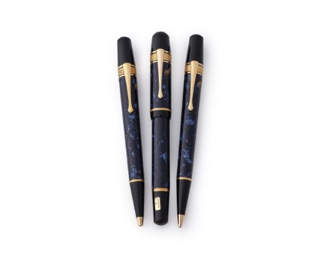 MONTBLANC, WRITERS EDITION, EDGAR ALLEN POE A LIMITED EDITION THREE PEN SET, FOUNTAIN PEN NO. 01254/17000, BALLPOINT PEN NO. 