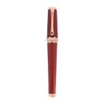 MONTEGRAPPA, PICCOLA DIAMANTI, A LIMITED EDITION GOLD COLOURED, DIAMOND AND RED RESIN FOUNTAIN PEN,
