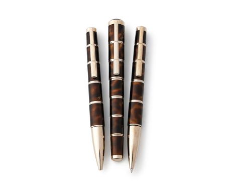 MONTBLANC, WRITERS EDITION, MIGUEL DE CERVANTES A LIMITED EDITION THREE PEN SET, FOUNTAIN PEN NO. 00656/17000, BALLPOINT NO. 