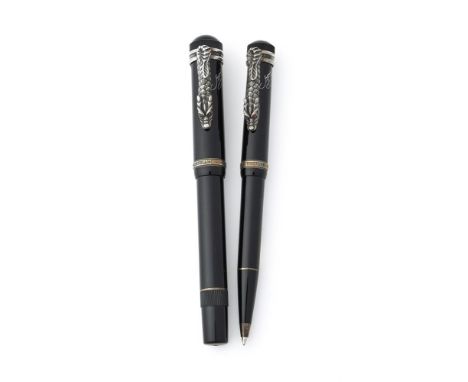 MONTBLANC, WRITERS EDITION, IMPERIAL DRAGON A LIMITED EDITION TWO PEN SET, FOUNTAIN PEN NO. 0045/5000, PROPELLING PENCIL NO. 