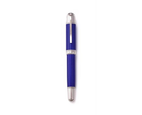 MONTBLANC, WRITERS EDITION, JULES VERNE A LIMITED EDITION FOUNTAIN PEN, NO. 16886/18500, 2003 Cap and Barrel: Blue engine tur